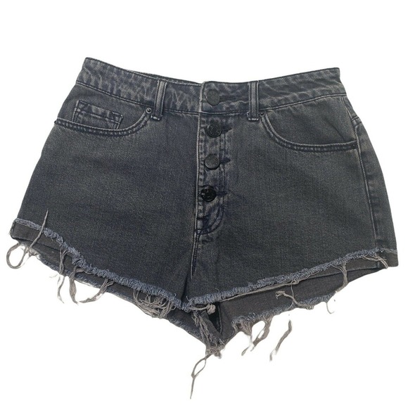 BDG Pants - Urban Outfitters BDG Super High Rise Foxy Black Denim Button Fly Shorts 28w